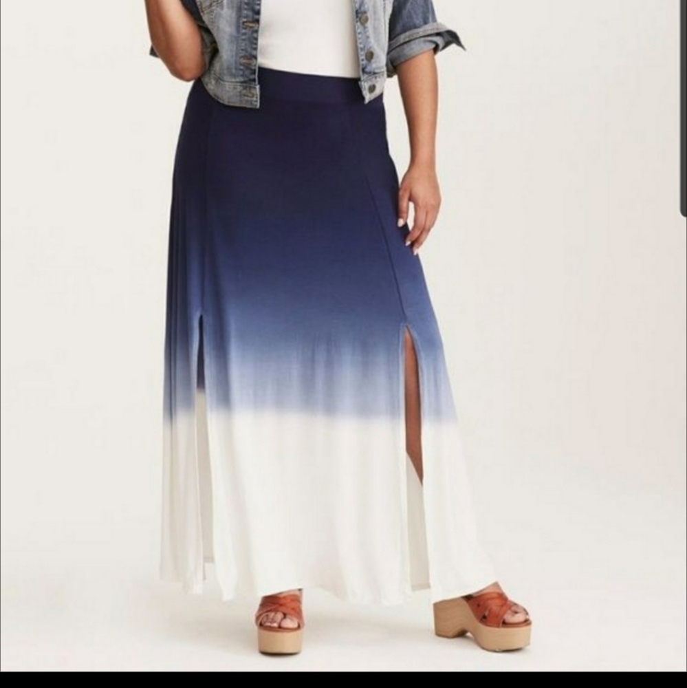 Torrid Dip Dye Split Jersey Maxi Skirt